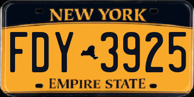 NY license plate FDY3925