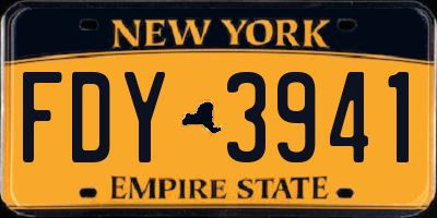 NY license plate FDY3941