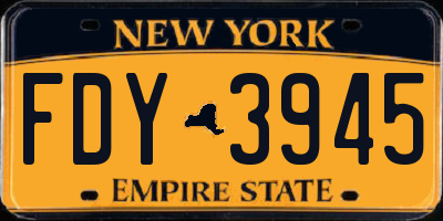 NY license plate FDY3945