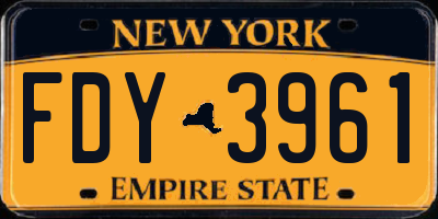 NY license plate FDY3961