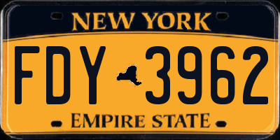 NY license plate FDY3962