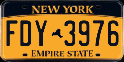 NY license plate FDY3976