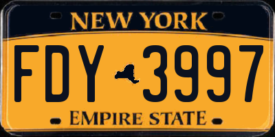 NY license plate FDY3997