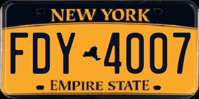 NY license plate FDY4007