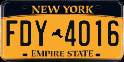 NY license plate FDY4016