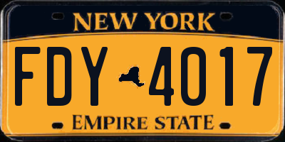 NY license plate FDY4017
