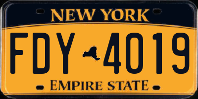 NY license plate FDY4019