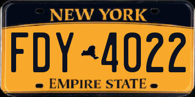 NY license plate FDY4022