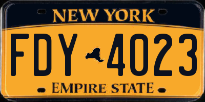 NY license plate FDY4023