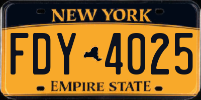 NY license plate FDY4025