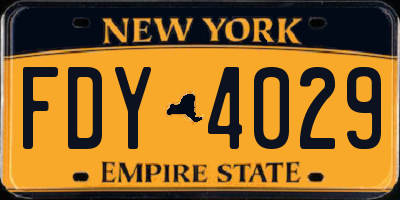 NY license plate FDY4029