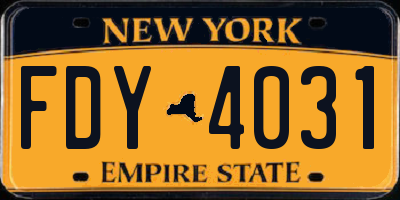NY license plate FDY4031