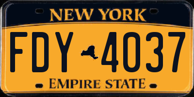 NY license plate FDY4037