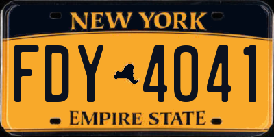 NY license plate FDY4041