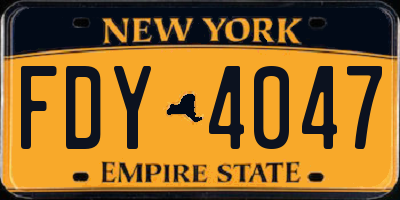 NY license plate FDY4047