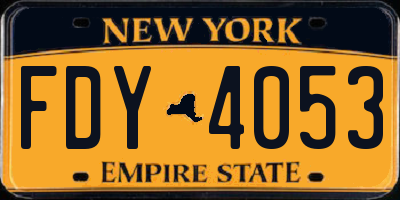 NY license plate FDY4053