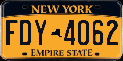 NY license plate FDY4062