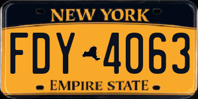 NY license plate FDY4063