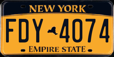 NY license plate FDY4074