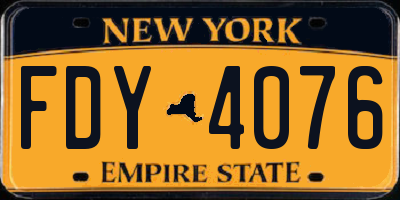 NY license plate FDY4076