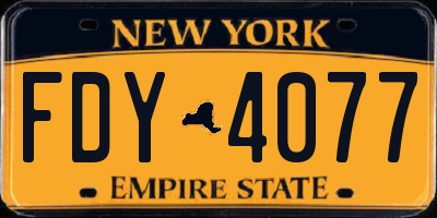 NY license plate FDY4077