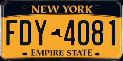 NY license plate FDY4081