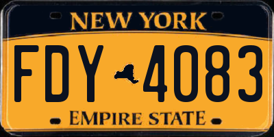 NY license plate FDY4083