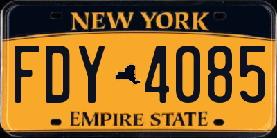 NY license plate FDY4085