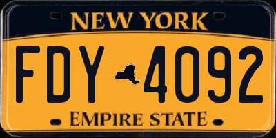 NY license plate FDY4092