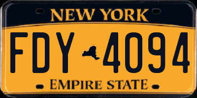 NY license plate FDY4094