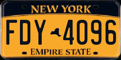 NY license plate FDY4096