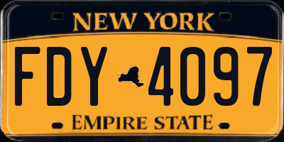 NY license plate FDY4097