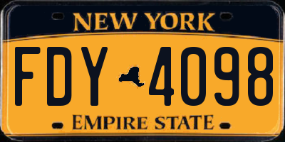 NY license plate FDY4098