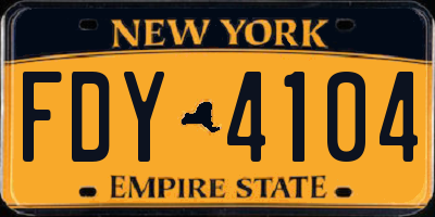 NY license plate FDY4104