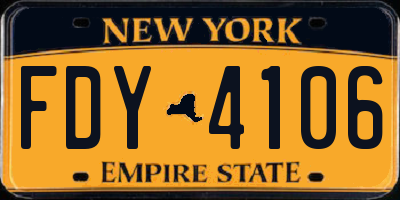 NY license plate FDY4106