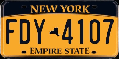 NY license plate FDY4107