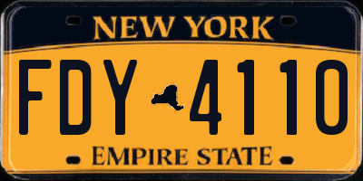 NY license plate FDY4110