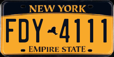 NY license plate FDY4111