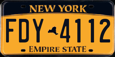 NY license plate FDY4112