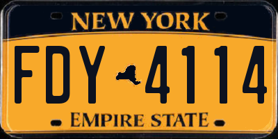 NY license plate FDY4114
