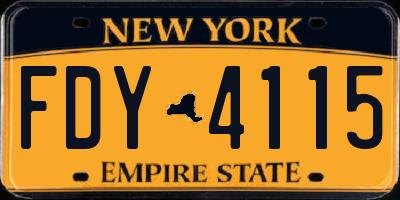 NY license plate FDY4115