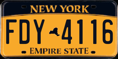 NY license plate FDY4116