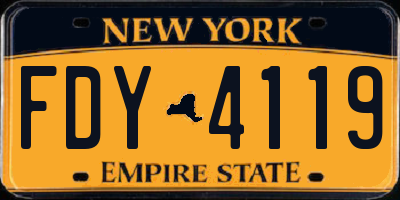 NY license plate FDY4119