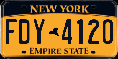 NY license plate FDY4120