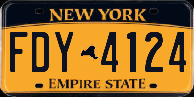 NY license plate FDY4124