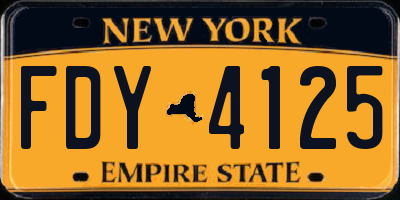 NY license plate FDY4125