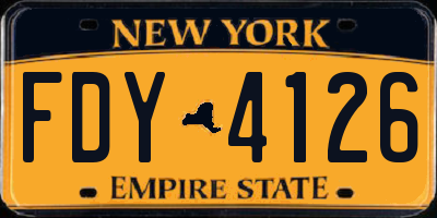NY license plate FDY4126