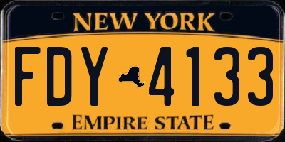 NY license plate FDY4133