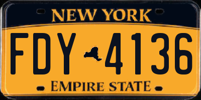NY license plate FDY4136