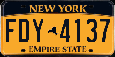 NY license plate FDY4137